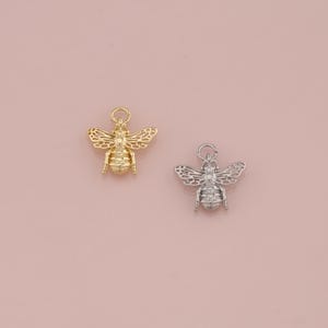 18K Gold Filled Bee Pendant,Dainty Insect Charm Bracelet Necklace for DIY Jewelry Making Supply