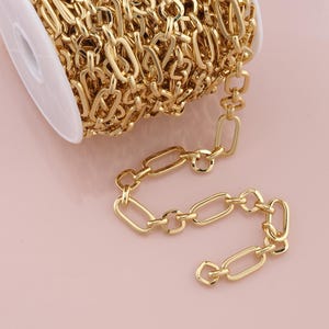 Gold Büroklammer Kette, 18K Gold Füllte Oval Kette für Halskette Armband DIY Schmuckherstellung Versorgung