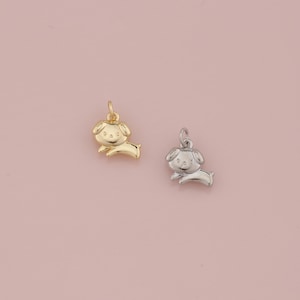 Ciondolo a forma di cane riempito in oro 18 carati, collana con ciondolo a forma di animale per la creazione di gioielli fai da te