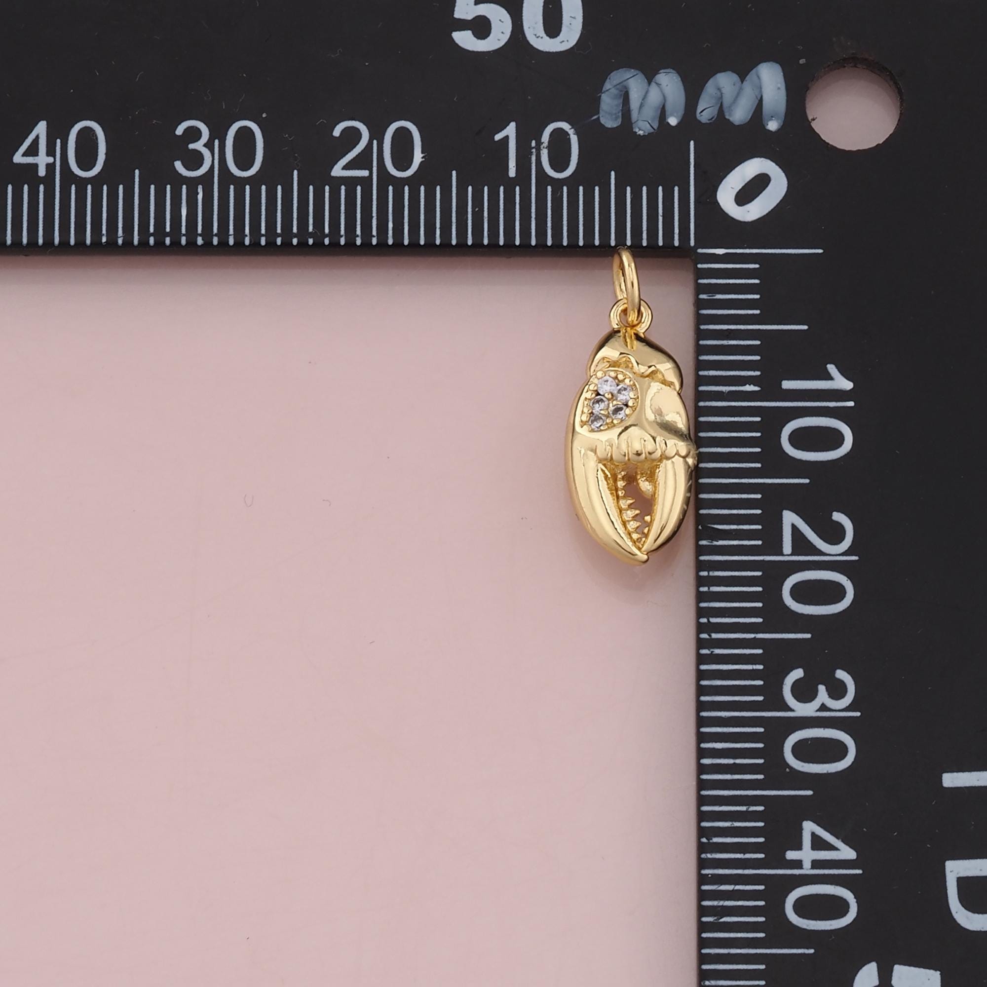18K ゴールドフィルド カニ爪ペンダント、CZ マイクロパヴェ カニ
