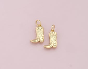 18K Gold Filled Boots Pendant,Cowboy Boots Charm Bracelet Necklace for DIY Jewelry Making Supply