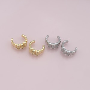 1pair Hoop Ear Clip, 18K Gold Filled Dainty Hoop Earrings,CZ Ear Cuff No Piercing,Cartilage Earring,Ear Wrap Earrings