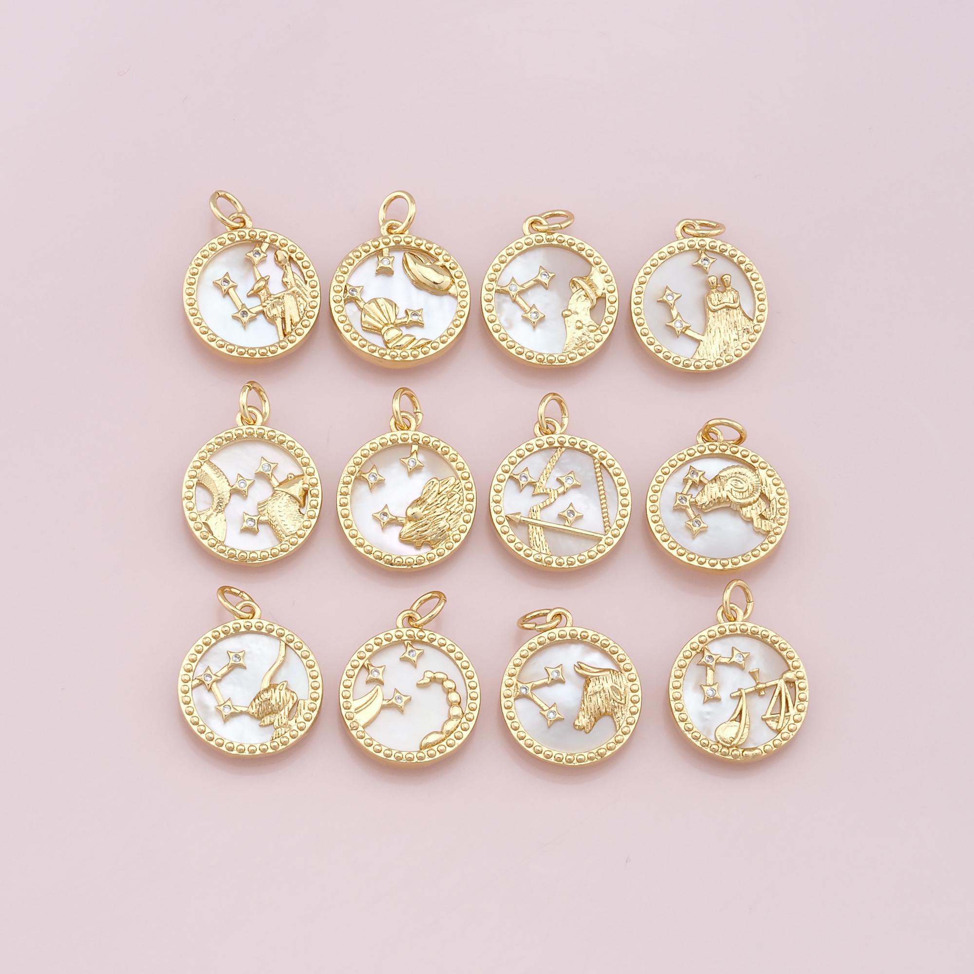 18K Gold Filled Zodiac Constellation Charms,Zodiac Symbol,Dainty Horoscope Charm,Gold Astrological Zodiac Sign Minimalist Jewelry