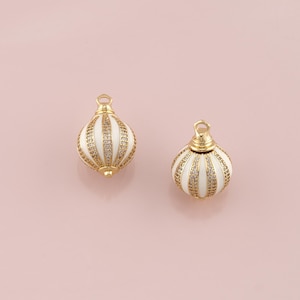 18K Gold Filled Enamel Round Pendant,Dainty Round Charm Bracelet Necklace for DIY Jewelry Making Supply