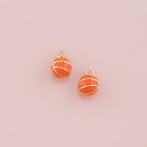18K Gold Filled Basketball Pendant,Enamel Sports Charm Bracelet Necklace for DIY Jewelry Making Supply
