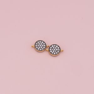 18K Gold Filled Round Pendant,CZ Micro Pave  Round Charm Bracelet Necklace for DIY Jewelry Making Supply