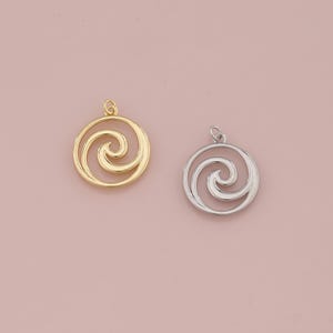 18K Gold Filled Wave Pendant,Waves Charm Bracelet Necklace for DIY Jewelry Making Supply