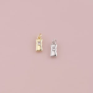 18K Gold Filled Rectangle Pendant,Dainty Rectangle Charm Bracelet Necklace for DIY Jewelry Making Supply