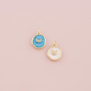 18K Gold Filled Croissant Pendant,Enamel Croissant Charm Bracelet Necklace for DIY Jewelry Making Supply