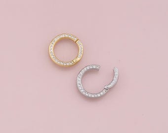 Fecho de mosquetão redondo preenchido com ouro 18K, conector de trava de mosquetão, portão de pressão de mola para fecho de joalheria faça você mesmo, colar e pulseira de 15 mm