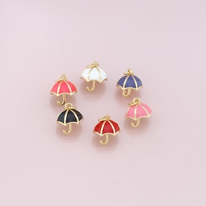 18K Gold Filled Umbrella Pendant,Enamel Umbrella Charm Bracelet Necklace for DIY Jewelry Making Supply
