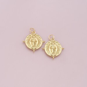 18K Gold Filled Virgin Mary Pendant,Dainty Religious Charm Bracelet Necklace for DIY Jewelry Making Supply