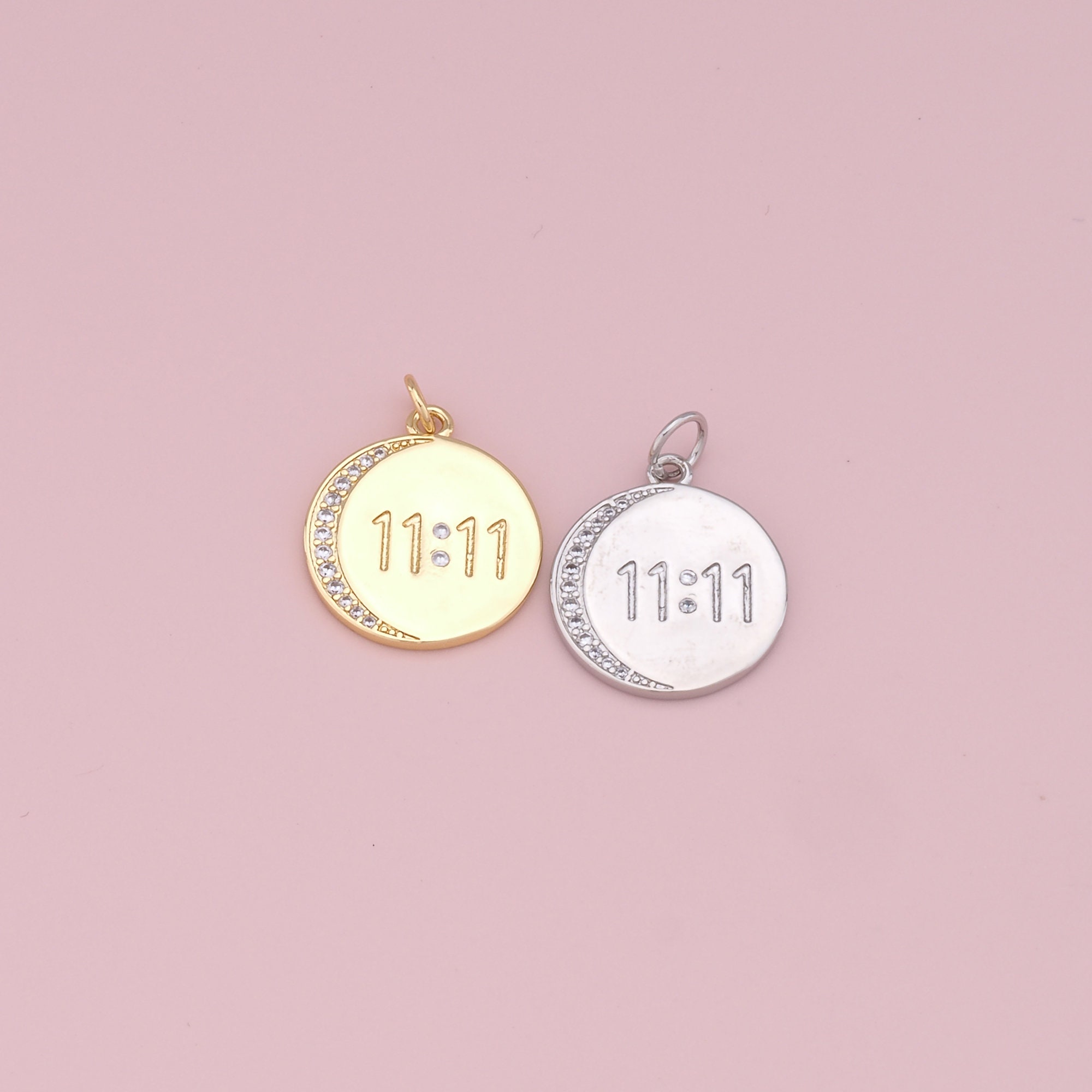 18K Gold Filled Angel Numbers Pendant,Dainty 11:11 Charm Bracelet Necklace for DIY Jewelry Making Supply