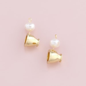 Ciondolo a forma di coppa di perle riempito in oro 18K, collana con ciondolo a forma di coppa per la creazione di gioielli fai da te