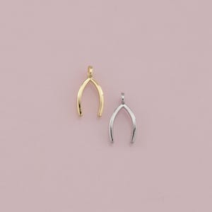 18K Gold Filled Wishbone Pendant,Wishbone Charm Bracelet Necklace for DIY Jewelry Making Supply