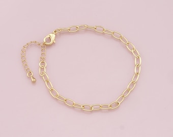 Catena regolabile in oro, bracciale ovale riempito in oro 18 carati, braccialetti semilavorati, braccialetti per la creazione di gioielli