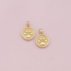 18K Gold Filled Cat Paw Pendant,Dainty Dog Paw Charm Bracelet Necklace for DIY Jewelry Making Supply