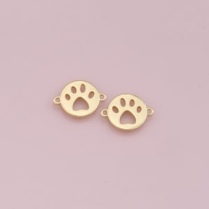 Paw Connector Charms,18K Gold Filled Cat Paw Pendant,Dog Paw Charm Bracelet Necklace for DIY Jewelry Making Supply