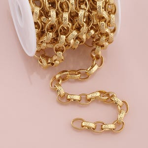Gold Rollo Chain,18K Gold Filled Oval Chain for Necklace Bracelet DIY Jewelry Making Supply