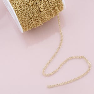 Gold Round Chain,18K Gold Filled Round paper clip Chain for Necklace Bracelet DIY Jewelry Making Supply