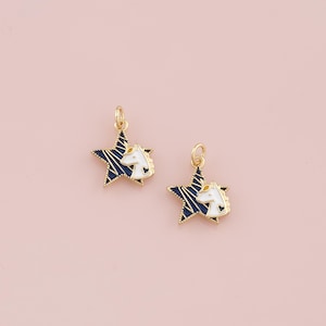 18K Gold Filled Star Unicorn Pendant,Enamel Unicorn Charm Bracelet Necklace for DIY Jewelry Making Supply
