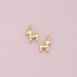 Ciondolo a forma di cane riempito in oro 18 carati, collana con braccialetto con ciondolo a forma di cane carino per la fornitura di gioielli fai-da-te