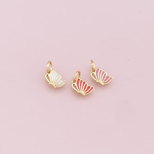 Ciondolo a forma di farfalla in smalto riempito in oro 18K, collana con ciondolo a forma di tazza per la creazione di gioielli fai da te