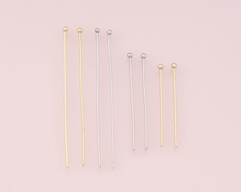 50 alfileres con cabeza esférica rellenos de oro de 18 quilates para hacer joyas DIY.
