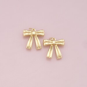 18K Gold Filled Bow Pendant,Dainty Bow Charm Bracelet Necklace for DIY Jewelry Making Supply