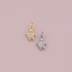18K Gold Filled Turtle Pendant,Dainty Turtle Charm Bracelet Necklace for DIY Jewelry Making Supply