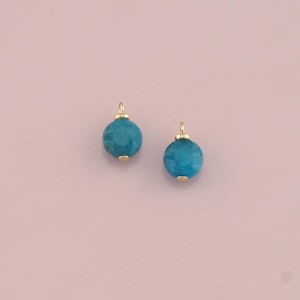 18K Gold Filled Round Pendant,Natural Stone Charm Bracelet Necklace for DIY Jewelry Making Supply