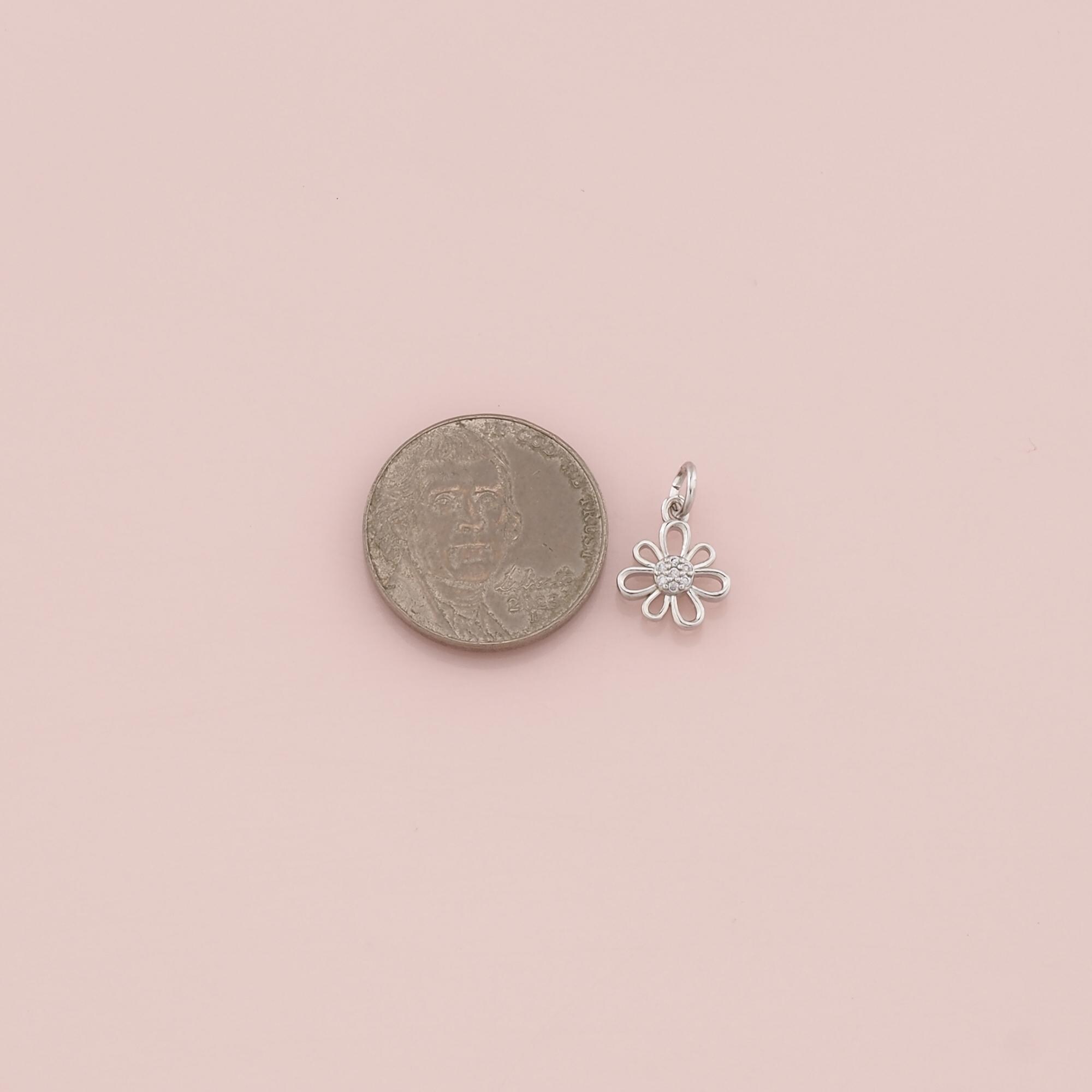 18K Gold Filled Flower Pendant,cz Micro Pave Flower Charm Bracelet