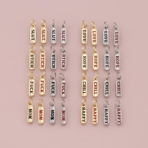 18K Gold Filled Rectangle Pendant,Rectangle Charm Bracelet Necklace for DIY Jewelry Making Supply
