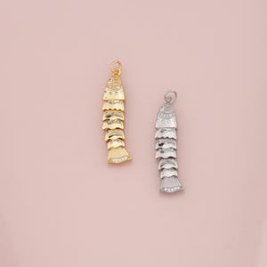 18K Gold Filled Fish Pendant,CZ Micro Pave Fish Charm Bracelet Necklace for DIY Jewelry Making Supply
