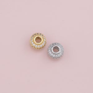 Gold Round Beads Charms,18K Gold Filled Barrel Spacer Beads Bracelet Necklace for DIY Jewelry Making Supply