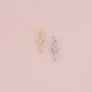 18K Gold Filled Magic Wand Pendant,CZ Micro Pave Magic Wand Charm Bracelet Necklace for DIY Jewelry Making Supply