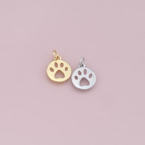 Gold Paw Charms,18K Gold Filled Cat Paw Pendant,Dog Paw Charm Bracelet Necklace for DIY Jewelry Making Supply
