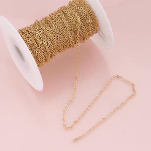 Gold Oval Chain,18K Gold Filled Rectangle Chain for Necklace Bracelet DIY Jewelry Making Supply 2mm