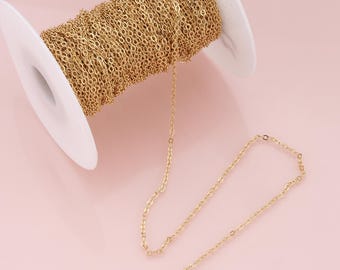 Gold Oval Kette, 18K Gold Filled Rechteck Kette für Halskette Armband DIY Schmuckherstellung Versorgung 2mm