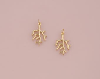 18K Gold Füllkoralle Anhänger, Koralle Charm Armband Halskette für DIY Schmuckherstellung Versorgung