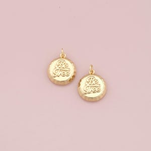 18K Gold Filled Bottle Cap Pendant,Dainty Bottle Cap Charm Bracelet Necklace for DIY Jewelry Making Supply