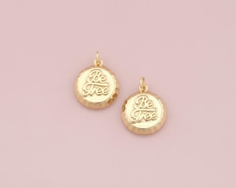 18K Gold gefüllter Kronkorken Anhänger, zierliche Kronkorken Charm Armband Halskette für die DIY Schmuckherstellung Versorgung