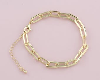 Catena regolabile in oro, bracciale ovale riempito in oro 18 carati, braccialetti semilavorati, braccialetti per la creazione di gioielli