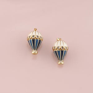 18K Gold Filled Enamel hot air balloon Pendant,Dainty hot air balloon Charm Bracelet Necklace for DIY Jewelry Making Supply