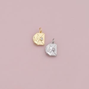 18K Gold Filled Letter Pendant,Envelope Charm Bracelet Necklace for DIY Jewelry Making Supply