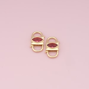 18K Gold Filled Carabiner Clasps,Spring Push Clasp,Interlocking Oval Lock Clasp for DIY Jewelry Finding Necklace Bracelet