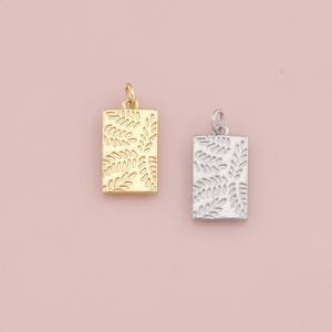 18K Gold Filled Rectangle Pendant,Dainty Rectangle Charm Bracelet Necklace for DIY Jewelry Making Supply