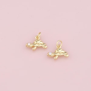 18K Gold Filled Turtle Pendant,CZ Micro Pave Turtle Charm Bracelet Necklace for DIY Jewelry Making Supply