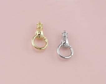 Mosquetão redondo com fecho de mão preenchido com ouro 18K, conector de trava de mosquetão, fecho de mola para colar e pulseira de joias faça você mesmo