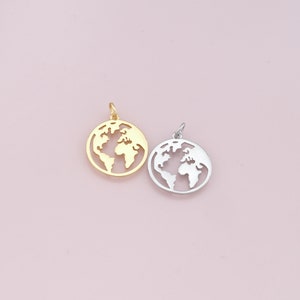 Gold Erde Charms, 18K Gold gefüllt Weltkarte Anhänger, Weltkarte Charm Armband Halskette für DIY Schmuckherstellung Versorgung